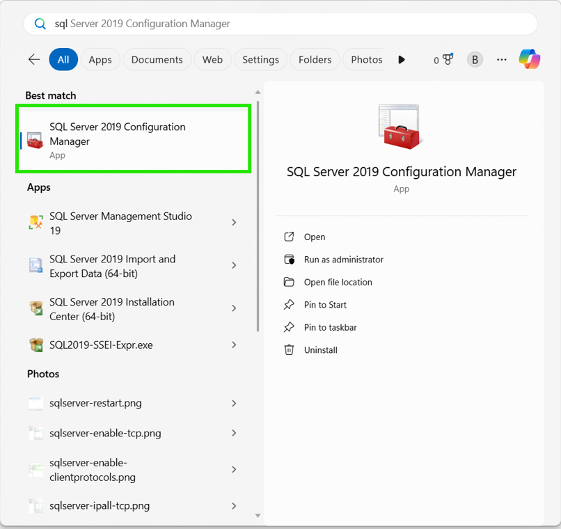 SQL Server Configuration Manager startup screen