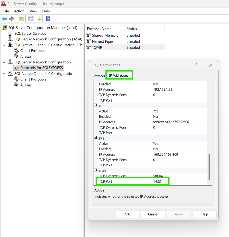 TCP/IP Properties IPAll configuration